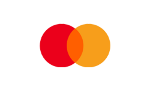 Das Bild zeigt das Logo von Mastercard, bestehend aus zwei überlappenden Kreisen, einem roten und einem orangefarbenen.